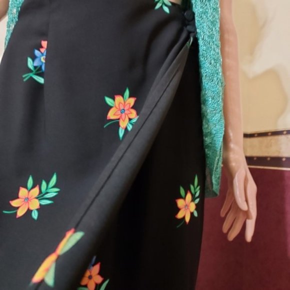 VINTAGE SAG HABOR MULTI FLORAL SKIRT W/PUFF SHORT SLEEVE SHRUG NWT - Picture 5 of 12